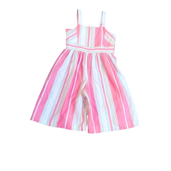 Bonnie Jean Pink and White Striped Jumpsuit, Size 7 - Picture 1 of 5